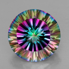 Cuarzo Místico Arcoíris superior natural de 6.86 ct, Corte Redondo, VVS-VS