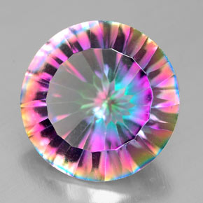 Cuarzo místico multicolor natural de 7,08 ct, corte redondo, VVS