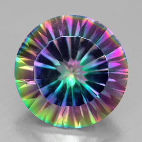 Cuarzo místico multicolor natural de 6,96 ct, corte redondo, VVS