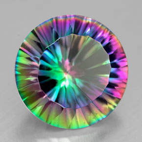 Cuarzo místico multicolor natural de 6,96 ct, corte redondo, VVS