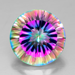 Cuarzo místico multicolor natural de 7,36 ct, corte redondo, VVS-VS