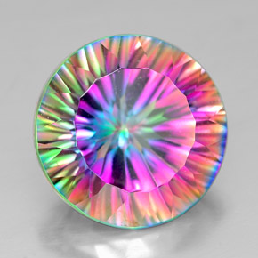Cuarzo místico multicolor natural de 7,24 ct, corte redondo, VVS-VS