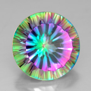 Cuarzo místico multicolor natural de 7,31 ct, corte redondo, VVS-VS