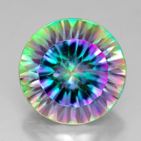 Cuarzo místico multicolor natural de 7,39 ct, corte redondo, VVS-VS