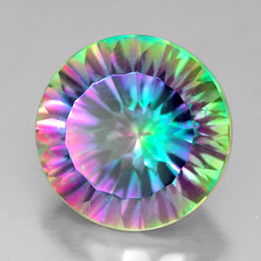 Cuarzo místico multicolor natural de 7,39 ct, corte redondo, VVS-VS