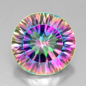 Cuarzo místico multicolor natural de 7,17 ct, corte redondo, VVS-VS