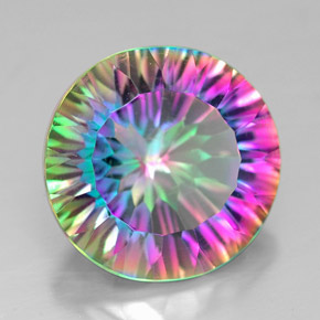 Cuarzo místico multicolor natural de 7,17 ct, corte redondo, VVS-VS