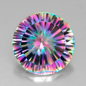 Cuarzo místico multicolor natural de 6,27 ct, corte redondo, VVS-VS