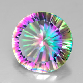 Cuarzo místico multicolor natural de 6,27 ct, corte redondo, VVS-VS