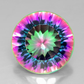 Cuarzo místico multicolor natural de 6,98 ct, corte redondo, VVS-VS