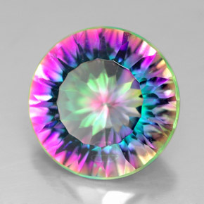 Cuarzo místico multicolor natural de 6,98 ct, corte redondo, VVS-VS