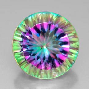 Cuarzo místico multicolor natural de 7,65 ct, corte redondo, VVS-VS