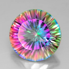 Cuarzo místico multicolor natural de 7,33 ct, corte redondo, VVS-VS