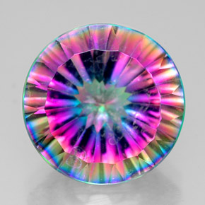 Cuarzo místico multicolor natural de 6,40 ct, corte redondo, VS