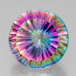 Cuarzo místico multicolor natural de 6,40 ct, corte redondo, VS