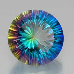 Cuarzo místico multicolor natural de 20,30 ct, corte redondo, VVS