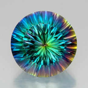 Cuarzo místico multicolor natural de 18,47 ct, corte redondo, VVS