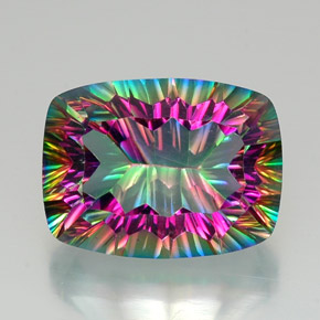 Cuarzo místico multicolor natural de 21,80 ct, corte cojín, VVS