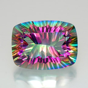 Cuarzo místico multicolor natural de 20,76 ct, corte cojín, VVS