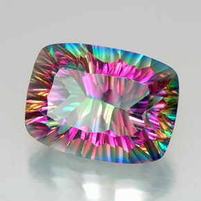 Cuarzo místico multicolor natural de 20,76 ct, corte cojín, VVS