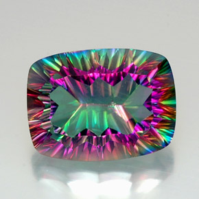 Cuarzo místico multicolor natural de 19,29 ct, corte cojín, VVS-VS