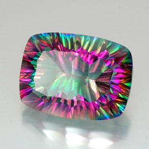 Cuarzo místico multicolor natural de 19,29 ct, corte cojín, VVS-VS