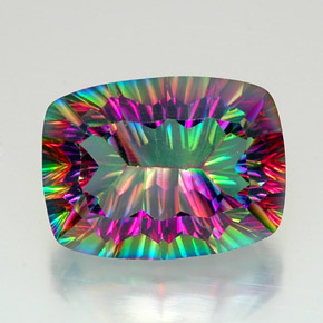 Cuarzo místico multicolor natural de 21,49 ct, corte cojín, VVS