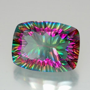 Cuarzo místico multicolor natural de 20,45 ct, corte cojín, VVS