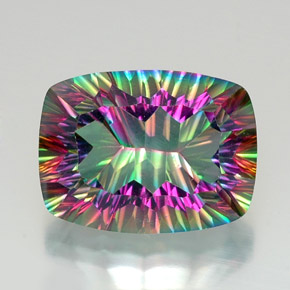 Cuarzo místico multicolor natural de 20,58 ct, corte cojín, VVS
