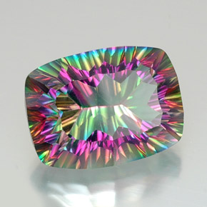 Cuarzo místico multicolor natural de 20,58 ct, corte cojín, VVS
