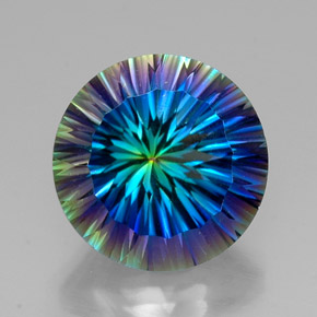 Cuarzo místico multicolor natural de 19,18 ct, corte redondo, VVS