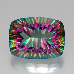 Cuarzo místico multicolor natural de 20,39 ct, corte cojín, VVS