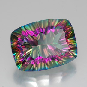 Cuarzo místico multicolor natural de 20,39 ct, corte cojín, VVS