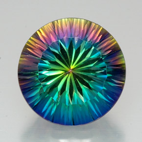 Cuarzo místico multicolor natural de 20,55 ct, corte redondo, VVS