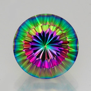Cuarzo místico multicolor natural de 11,85 ct, corte redondo, VVS