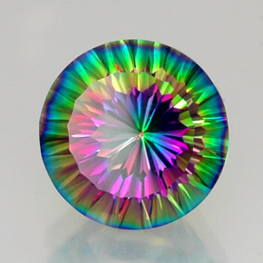 Cuarzo místico multicolor natural de 11,85 ct, corte redondo, VVS