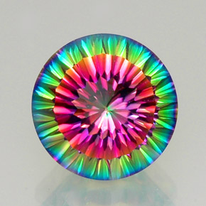 Cuarzo místico multicolor natural de 12,26 ct, corte redondo, VVS
