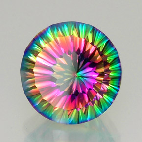 Cuarzo místico multicolor natural de 12,26 ct, corte redondo, VVS