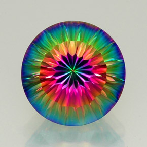 Cuarzo místico multicolor natural de 11,95 ct, corte redondo, VVS