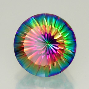 Cuarzo místico multicolor natural de 11,95 ct, corte redondo, VVS