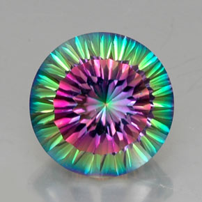 Cuarzo místico multicolor natural de 12,44 ct, corte redondo, VVS