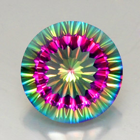 Cuarzo místico multicolor natural de 11,47 ct, corte redondo, VVS-VS
