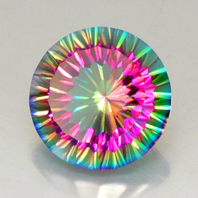Cuarzo místico multicolor natural de 11,47 ct, corte redondo, VVS-VS