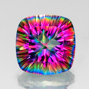Cuarzo místico multicolor natural de 15,07 ct, corte cojín, VVS-VS