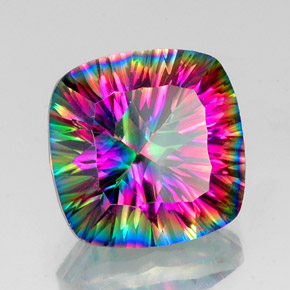 Cuarzo místico multicolor natural de 15,07 ct, corte cojín, VVS-VS