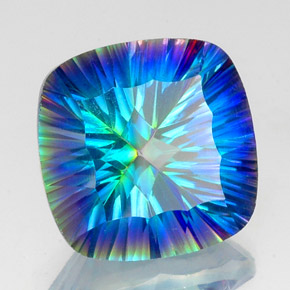 Cuarzo místico multicolor natural de 19,84 ct, corte cojín, VS