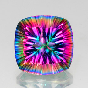 Cuarzo místico multicolor natural de 14,88 ct, corte cojín, VS