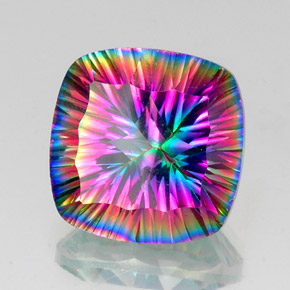 Cuarzo místico multicolor natural de 14,88 ct, corte cojín, VS