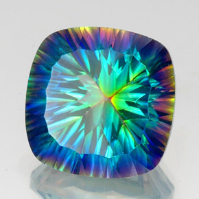 Cuarzo místico multicolor natural de 22,51 ct, corte cojín, VS