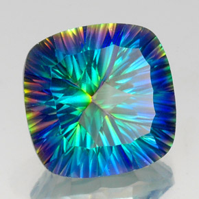 Cuarzo místico multicolor natural de 21,79 ct, corte cojín, VVS-VS